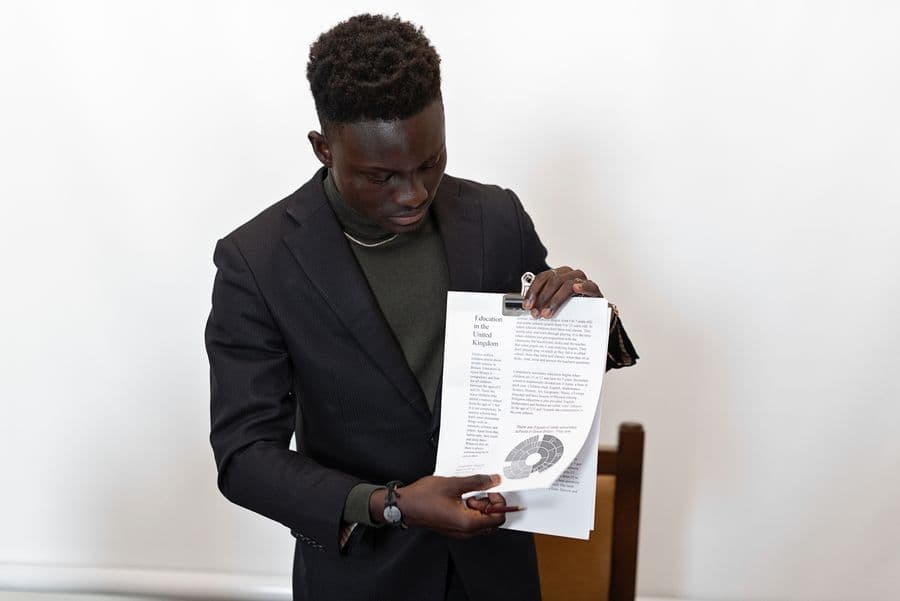 A professional presenting an application document